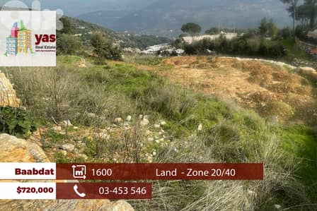 Baabdat 1600m2 | Land | Zone 20/40 | Classy Area | TCH
