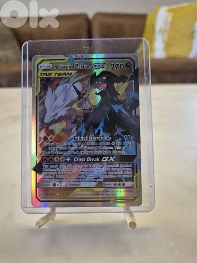 Pokemon reshiram & Zekrom GX Card- ( free case included)