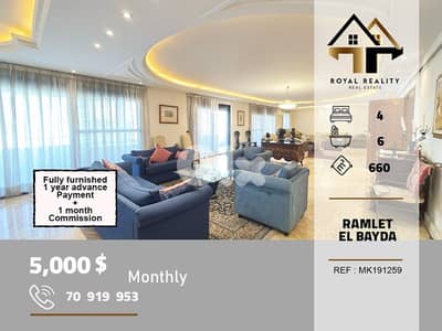 duplex apartments for rent in ramlet el bayda Beirut