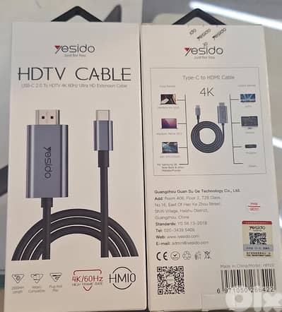 YESIDO HDTV CABLE USB-C 2.0 TO HDTV 4K 60HZ ULTRA EXTENSION CABLE HM10