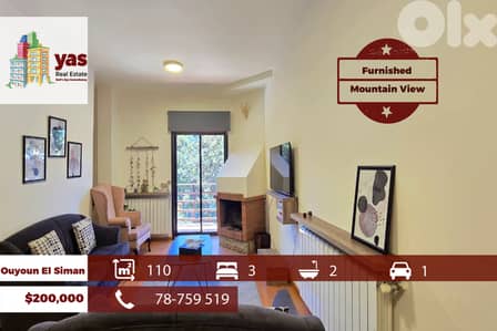 Ouyoun El Siman 110m2 | Furnished Flat | WellMaintained | View | DA