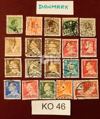 Danmark 1940 k. Christian X set of x 18 stamps Lot# KU-14