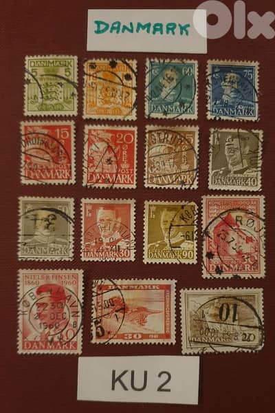 Danmark 1940's set of x 15 stamps Lot# KU-2