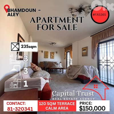 Apartment For Sale In Bhamdoun (Terrace&Garden) شقة للبيع في بحمدون