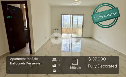 Apartment for sale in Ballouneh شقة للبيع في منطقة بلونه