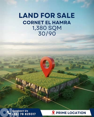 Land For Sale in Cornet El Hamra - أرض للبيع في قرنة الحمرا