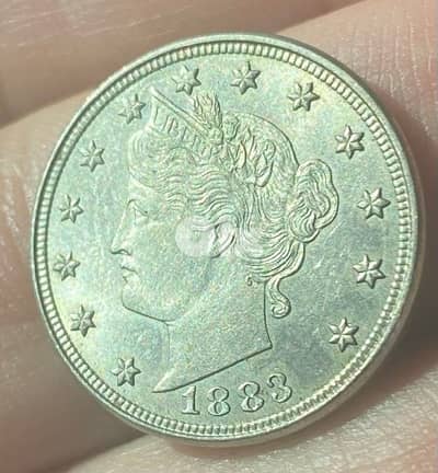 عملة ٥ سنت أميركي نيكل اول اصدار انسر سنة ١٨٨٣ V Nickels without cents