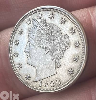 عملة ٥ سنت أميركي نيكل اول اصدار انسر سنة ١٨٨٣ V Nickels without cents