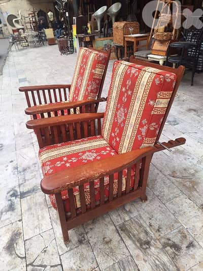 شاز موريس اصلي قديم خشب مسيف ضهر متحرك chaise morice