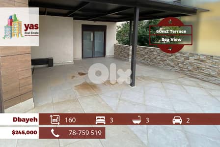 Dbayeh 160m2 | 60m2 Terrace | Sea View | New Flat | Calm Area | PAN