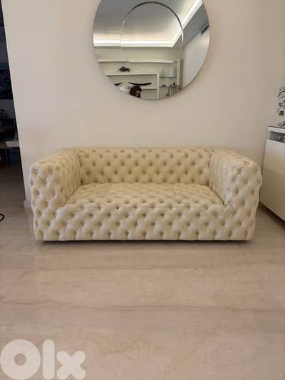 Cream leather sofa