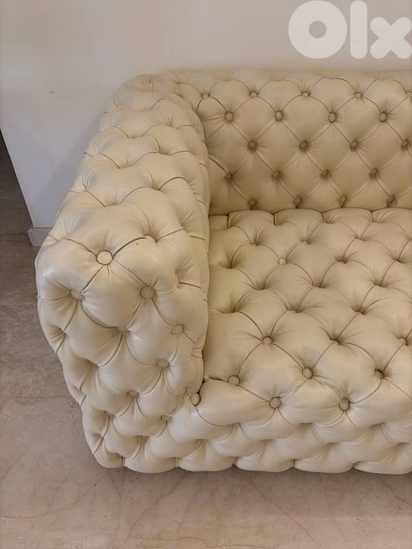 Cream leather sofa 1