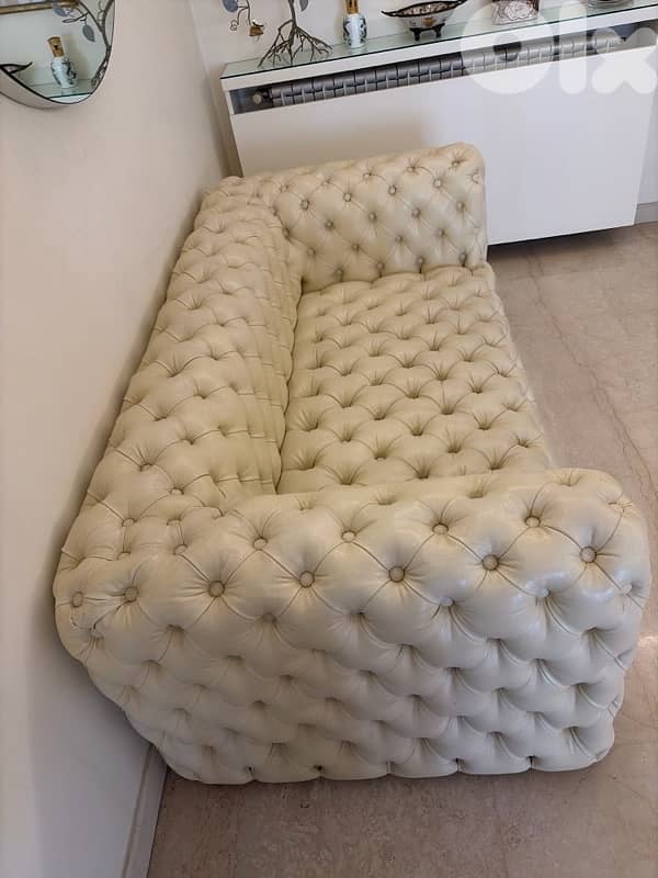 Cream leather sofa 3