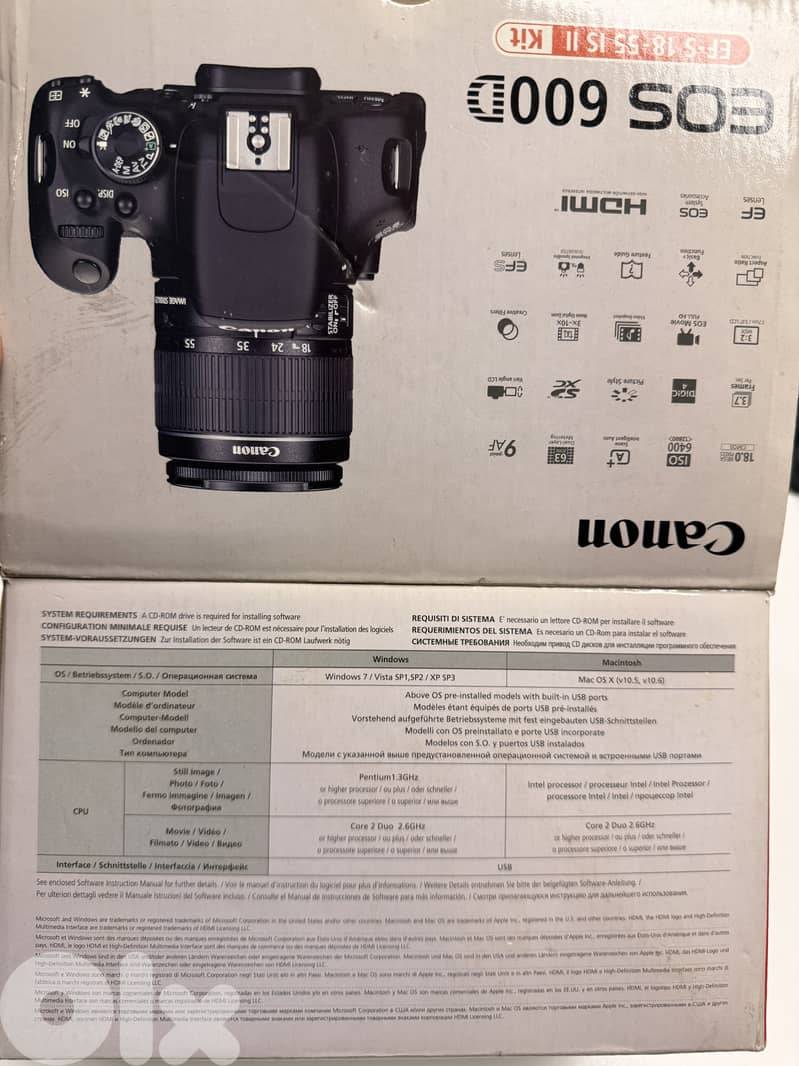 Canon 600D DSLR Kit + Box + 18-55 Lens + 2 Batteries + Bag – Excellent 3