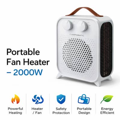 powerful and compact 2000W fan heater