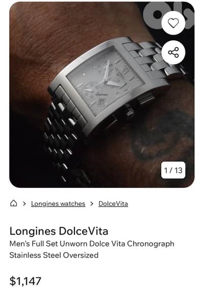 LONGINES DOLCE VITA SWISS MADE ORGINAL CHRONOGRAPH WORKING FINE ساعة