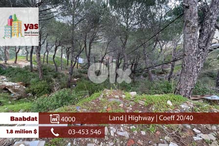 Baabdat 4000m2 | Land | Coeff 20-40 | Prime Location | View | TCH