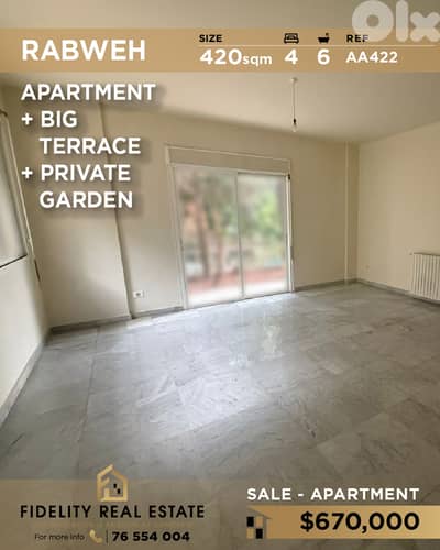 Apartment for sale in Rabweh AA422 شقة للبيع في ربوة