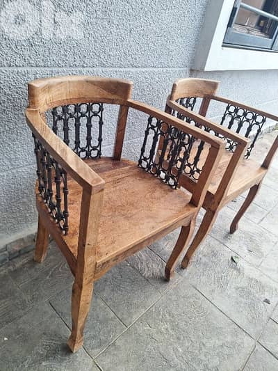 كنب فوتوي عدد٢ مميز انتيك خشب تاك مسيف صافي