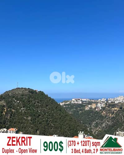 370 sqm Duplex For Rent in Zekrit زكريت with 120 sqm Terrace