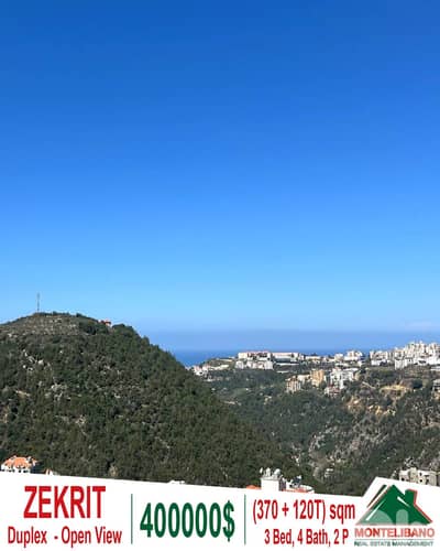 370 sqm Duplex For Sale in Zekrit زكريت with 120 sqm Terrace