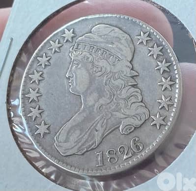 عملة قديمة نصف دولار فضة أميركي سنة ١٨٢٦ capped bust half dollar