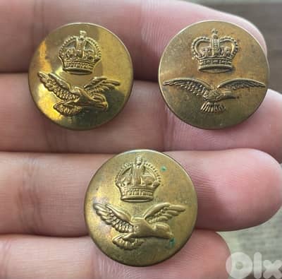 مجموعة أزرار بدلة عسكرية ظابط بالطيران الملكي البريطاني الحرب الثانية