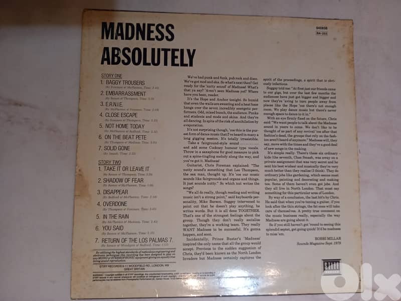 Madness – Absolutely	 Vinyl, LP, Album 1