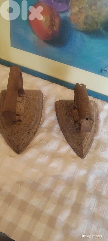 2 Antique Heavy Cast Iron Clothes Iron