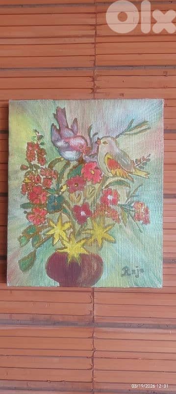 لوحة زيتية انتيك، ممضية