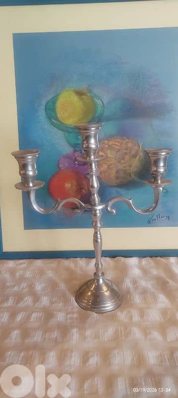 Vintage European Silverplate 3-Arm Candelabra Candlestick Holder