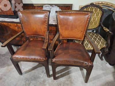 كنب فوتوي عدد٢ جلد طبيعي انجليزي قديم