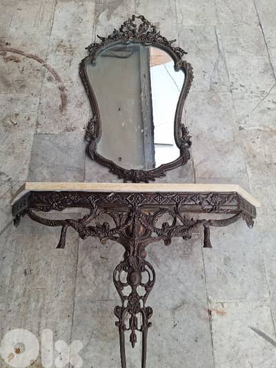 كونسول برونز اسباني مميزة ناعم انتيك قديم وجه رخام