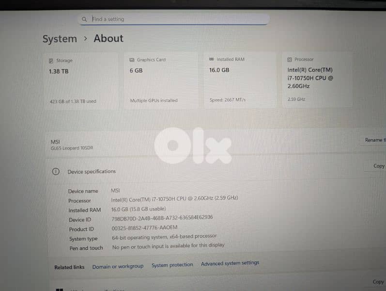 MSI Leopard GL65 dual cooling 5