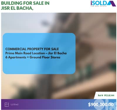 Main Road-6 floors building+stores 4sale in Jisr El Bacha - جسر الباشا