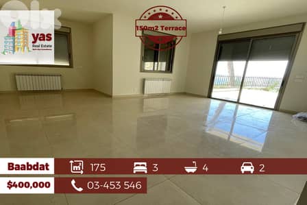 Baabdat 175m2 | 150m2 Terrace | Brand New | Excellent Condition | TCH