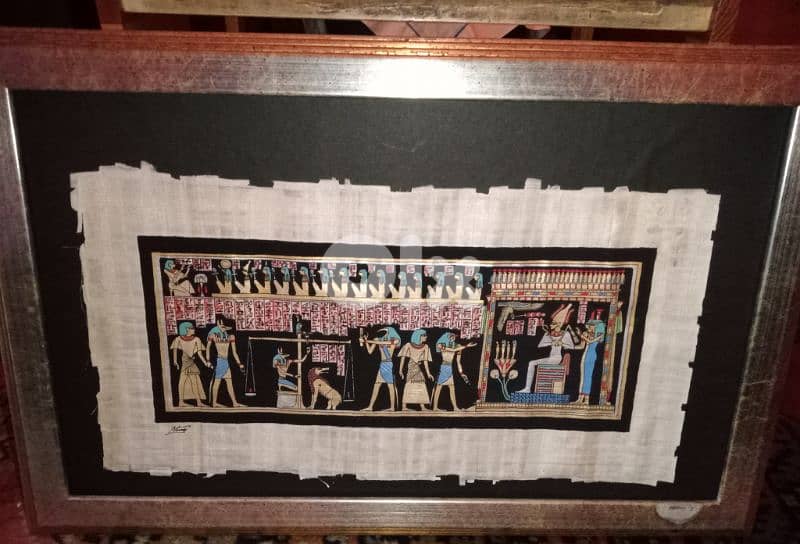 vintage Nefertiti bust /Egyptian papyrus paintaing 2