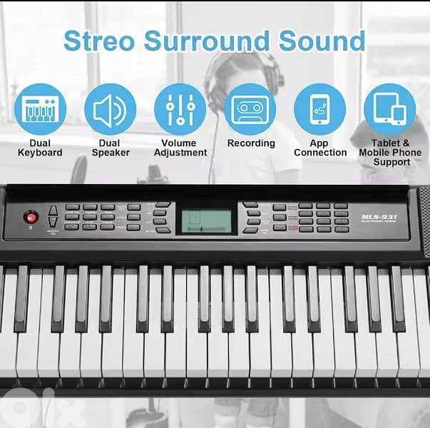 Likegreen Piano Set 61-Key LED Electronic Keyboard+ music rest stand. 4