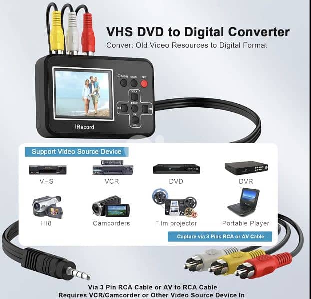 DIGITNOW Video Capture Vhs to Digital Converter Records Video Tapes. 8