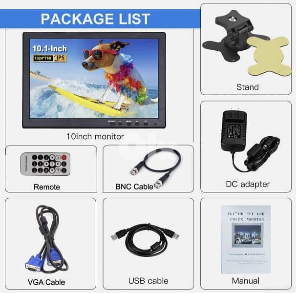 Portable Monitor 10"  LCD Display Screen AV VGA HDMI Input for PC DSLR 1