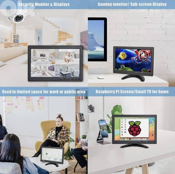 Portable Monitor 10"  LCD Display Screen AV VGA HDMI Input for PC DSLR 6