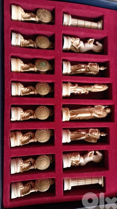 Hand Painted greek chess board and statues