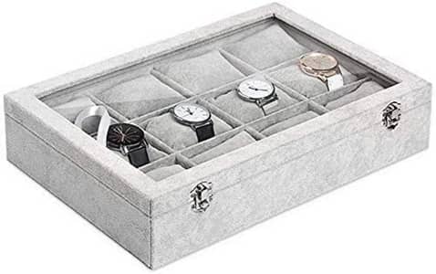 Grey Velvet Watch box - 12 slots