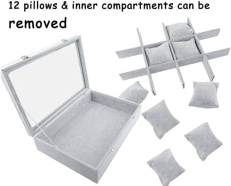 Grey Velvet Watch box - 12 slots 7