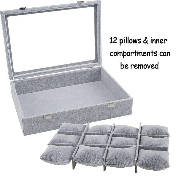 Grey Velvet Watch box - 12 slots 8