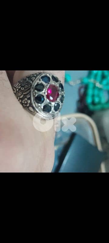 خاتم فضه زفير وياقوت