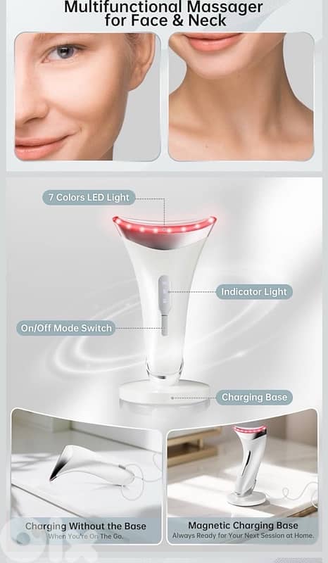 7 Color Light Therapy Facial Massager with Adjustable Vibration 3
