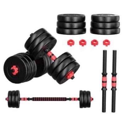 Red Dumbell and Barbell Set