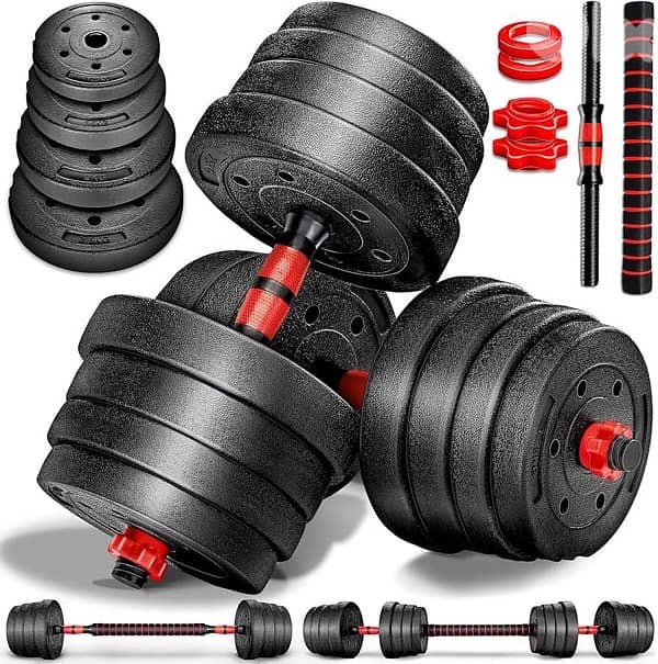 Red Dumbell and Barbell Set 2