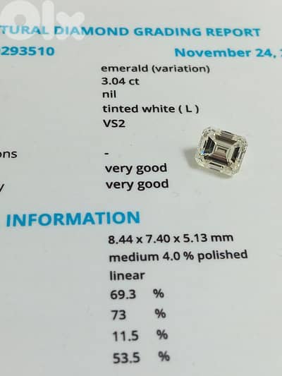 certified diamond, emerald cut, 3.04 ct